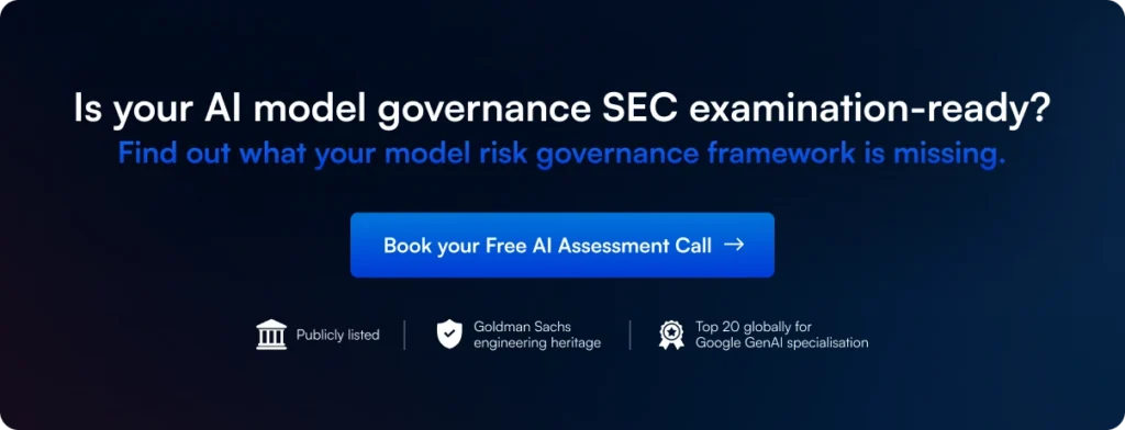 Systango CTA: Is your AI model governance SEC-ready? Book free assessment. Goldman Sachs heritage, Google GenAI top 20.